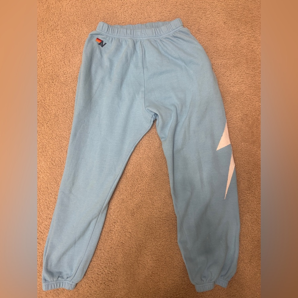 Aviator Nation Blue Joggers with Diagonal Stripe